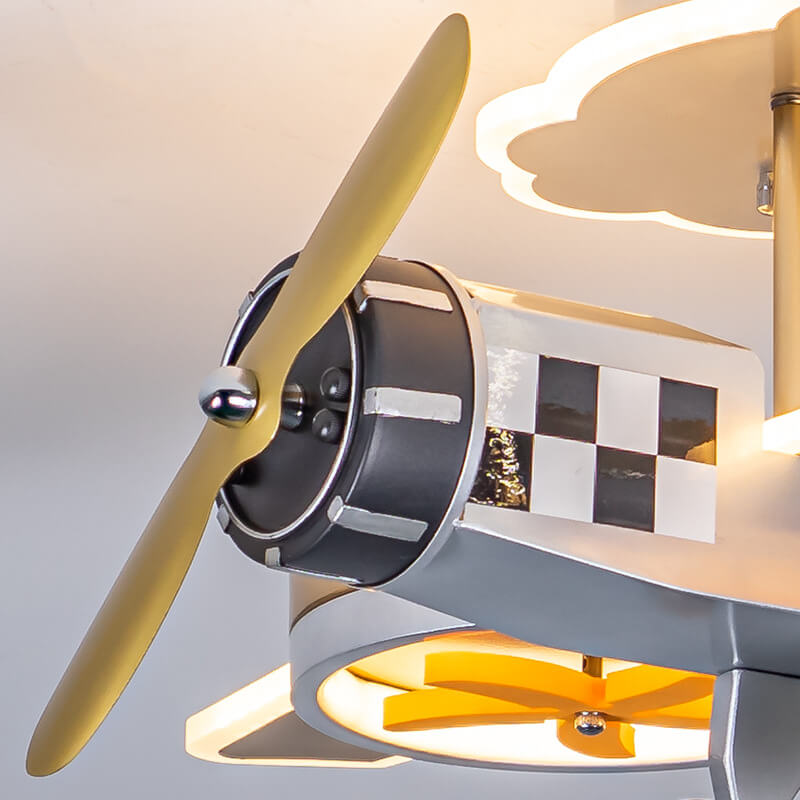 Adorable Cartoon Airplane LED Kids Ceiling Light - Iron & Acrylic, Semi-Flush Mount