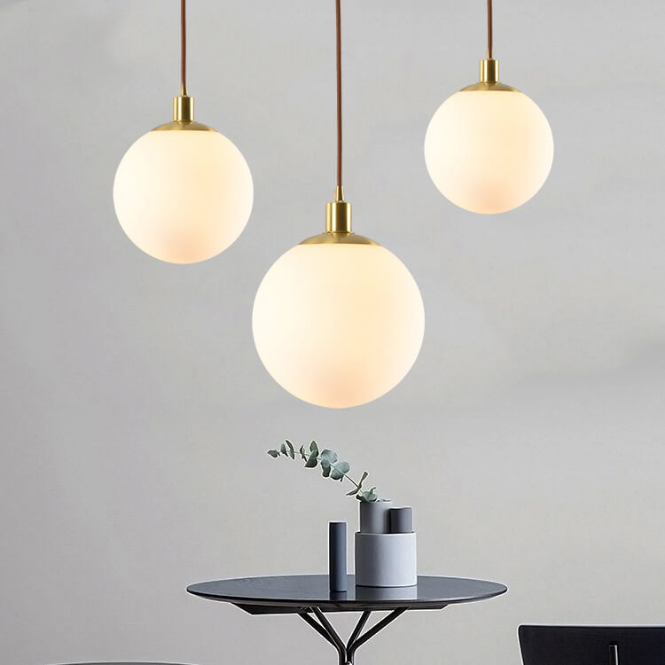 Nordic Minimalist White Orb 1-Light Pendant Lamp
