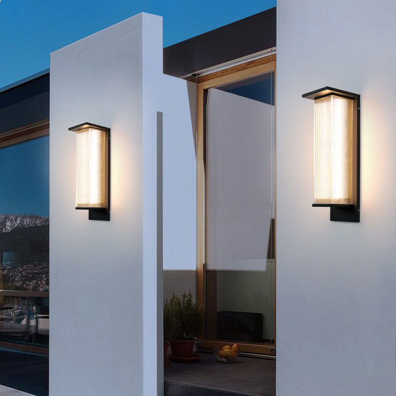 Modern Minimalist Solar LED Outdoor Wall Sconce – Rectangular Stainless Steel & Acrylic, Waterproof Patio Lighting