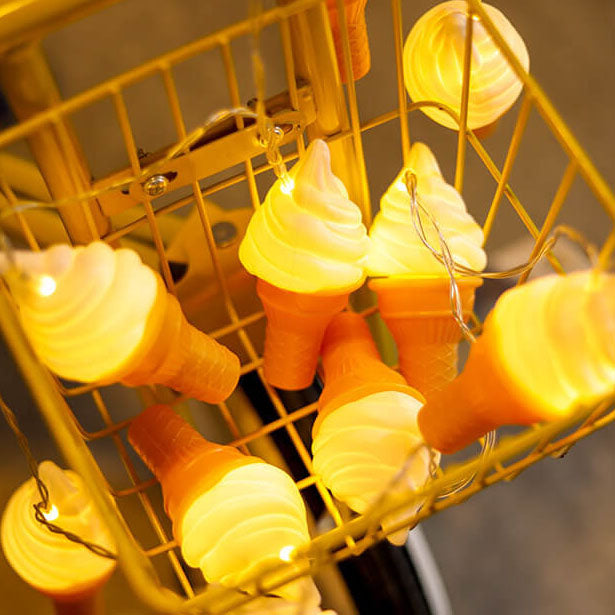 Modern Creative Ice Cream LED String Lights for Kids - USB-Powered Decoration