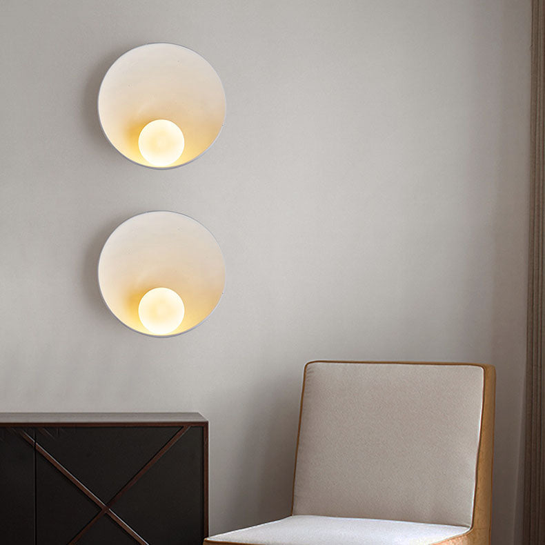Sleek Modern Round Iron and Resin 1-Light Wall Sconce Lamp