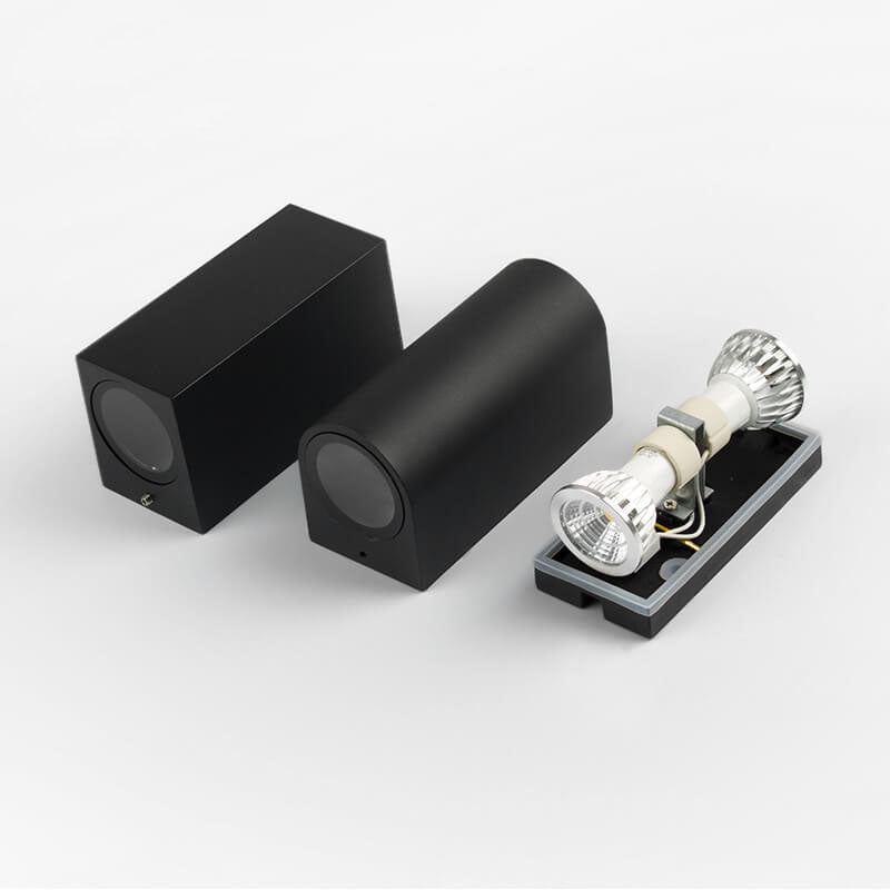 Sleek Modern Outdoor 2‑Light Wall Sconce with Glass Cylinder Shade — Waterproof Aluminum Lamp