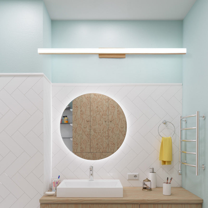 Nordic Minimalist Wooden Long-Strip Vanity Light – LED Wall Sconce Lamp