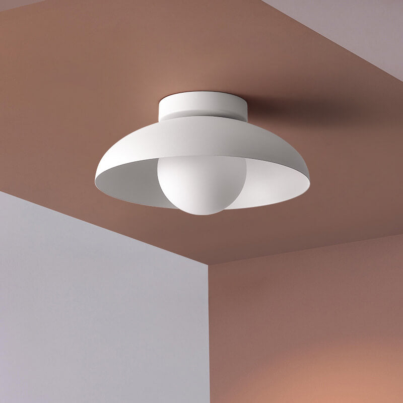 Japanese Wabi-Sabi Iron & Glass 1-Light Semi-Flush Mount Fixture