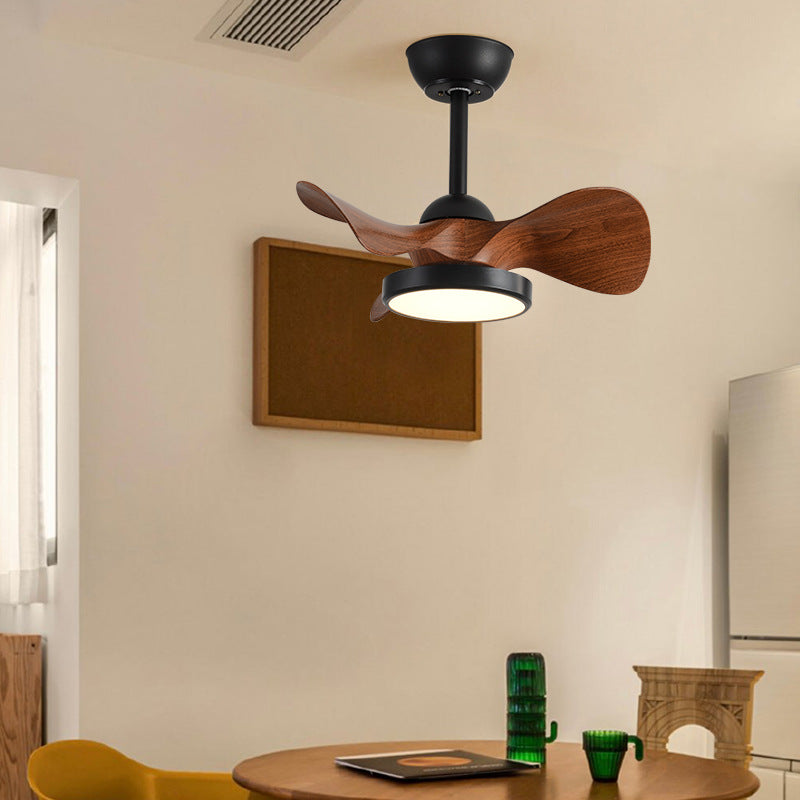 Chic Contemporary Retro Round Acrylic LED Ceiling Fan Light with Downrods for Bedroom