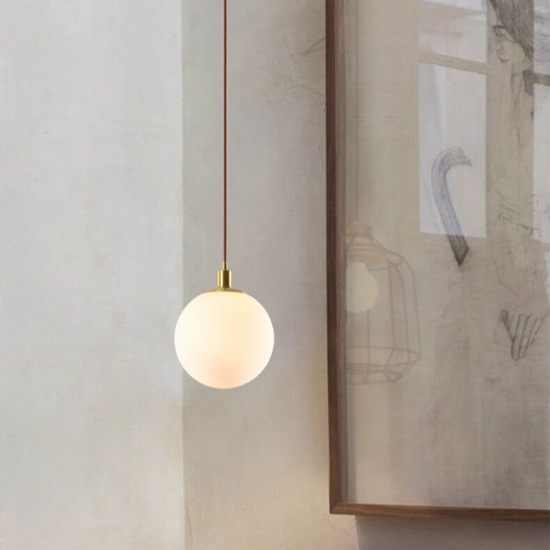 Nordic Minimalist White Orb 1-Light Pendant Lamp