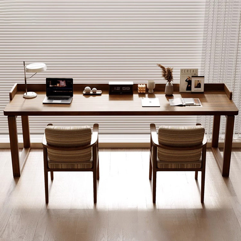 Traditional Rustic Rectangular Wood Desk with Two-Leg Frame for Home Office