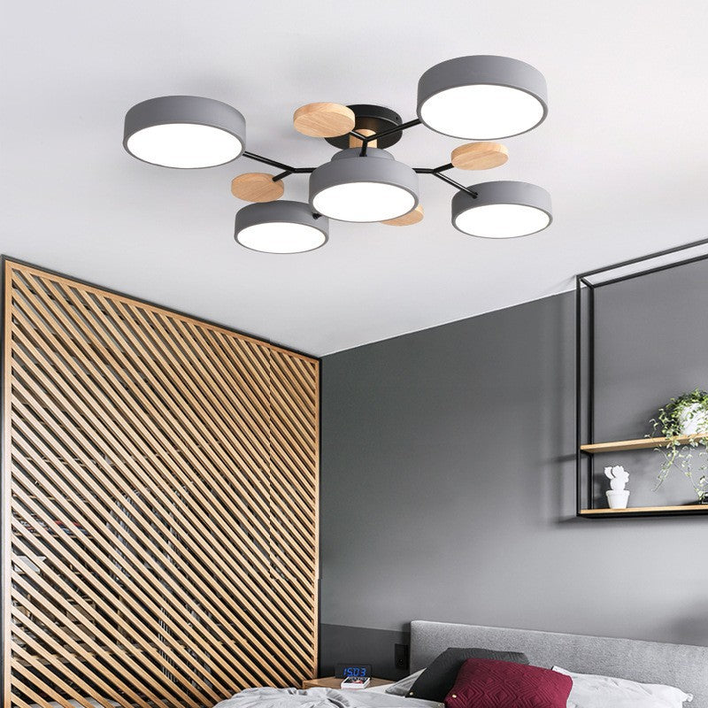 Contemporary Scandinavian LED Ceiling Light with Round Molecule Branch Design, Semi-Flush Mount for Living Room
