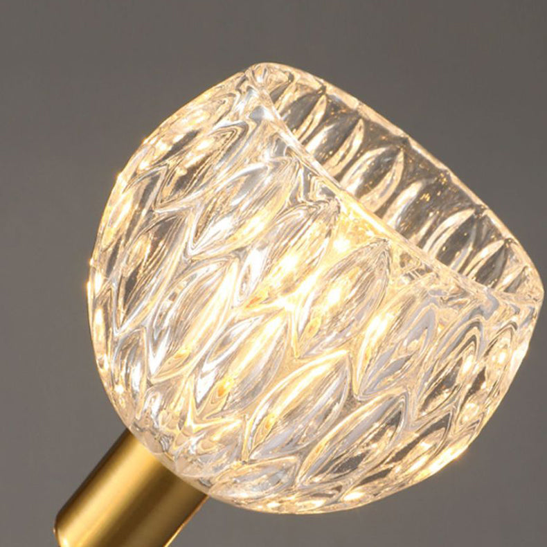 Elegant Modern Art Deco Gold-Finish Frame with Lotus Leaf Glass Shade, 3/6-Light Living Room Chandelier