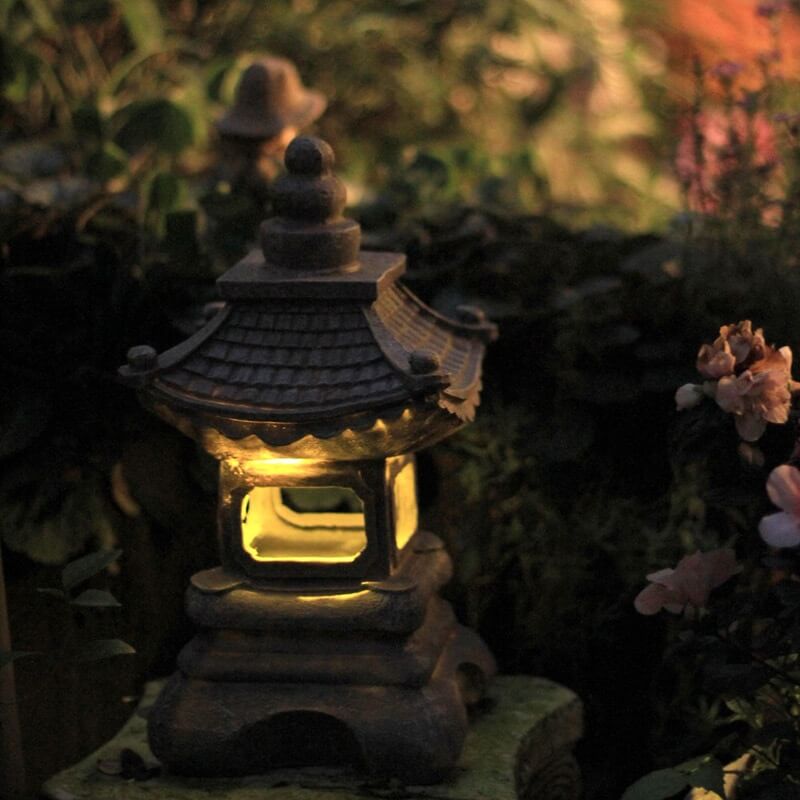 Japanese Zen Pagoda Solar LED Garden Light – Waterproof Stone Landscape Decor