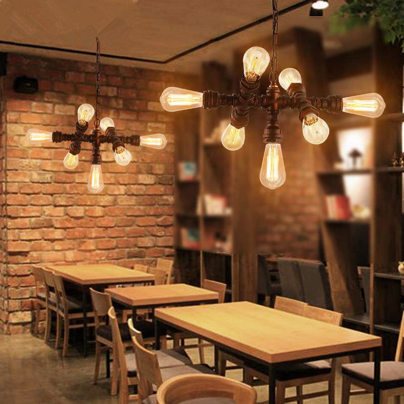7-Light Industrial Iron Water Pipe Chandelier