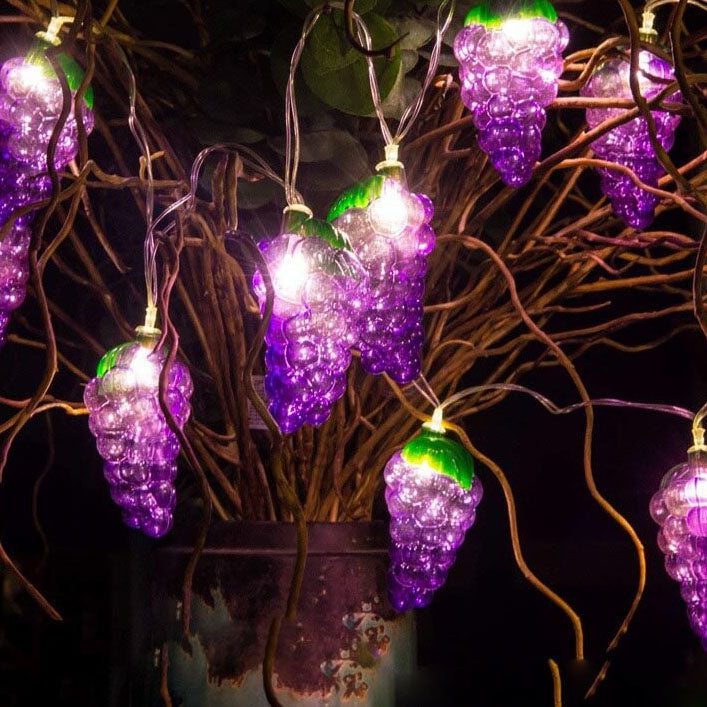 Fruit Grape LED String Lights - Battery & USB Powered Decorative Lights