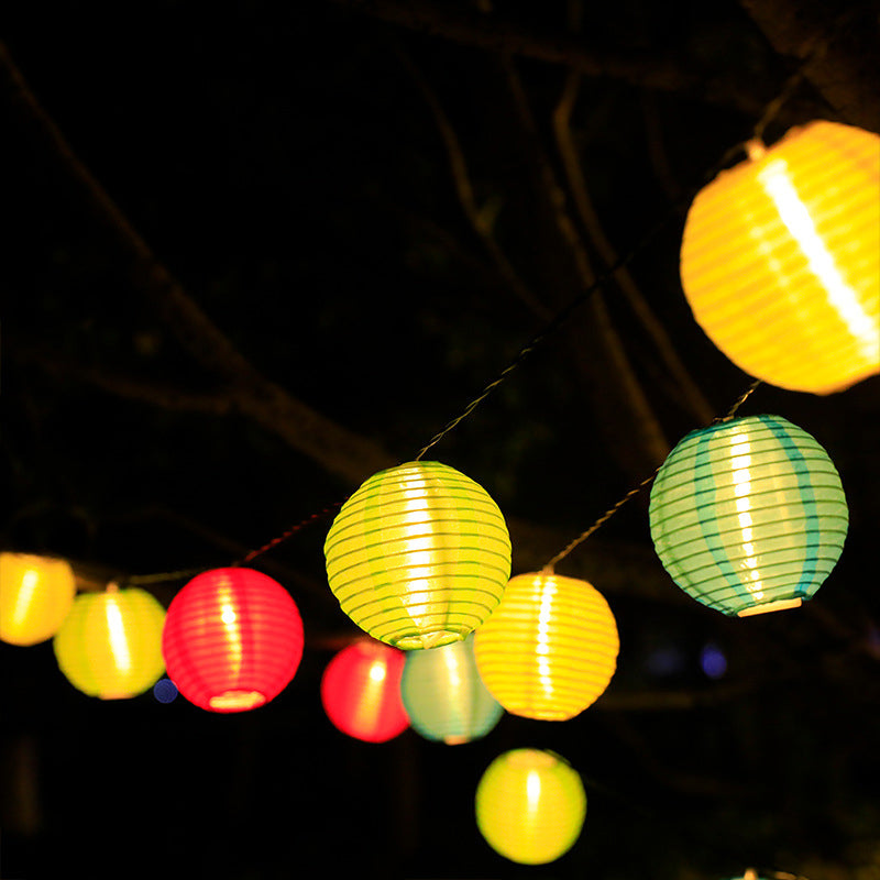 Modern Art Deco Solar Lantern Ball: Waterproof Fabric LED String Lights for Outdoor Patio & Landscape