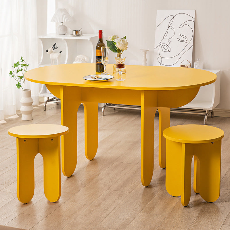 Sleek Modern Minimalist Oval Density-Plate Dining Table & Chair Set for Dining Room