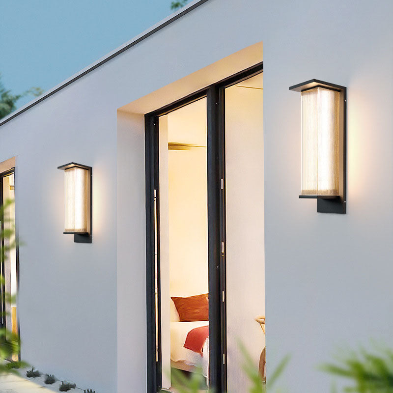 Modern Minimalist Solar LED Outdoor Wall Sconce – Rectangular Stainless Steel & Acrylic, Waterproof Patio Lighting