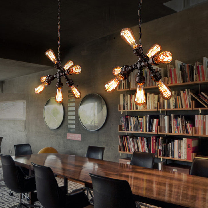 7-Light Industrial Iron Water Pipe Chandelier
