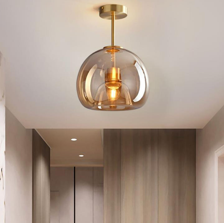 Elegant Nordic Luxury Round Glass Ball 1-Light Semi-Flush Mount Ceiling Light