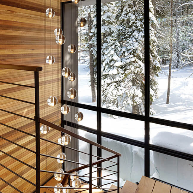 Luxurious Crystal Orb Staircase Chandelier with LED Ball Shade - Modern Loft Lighting