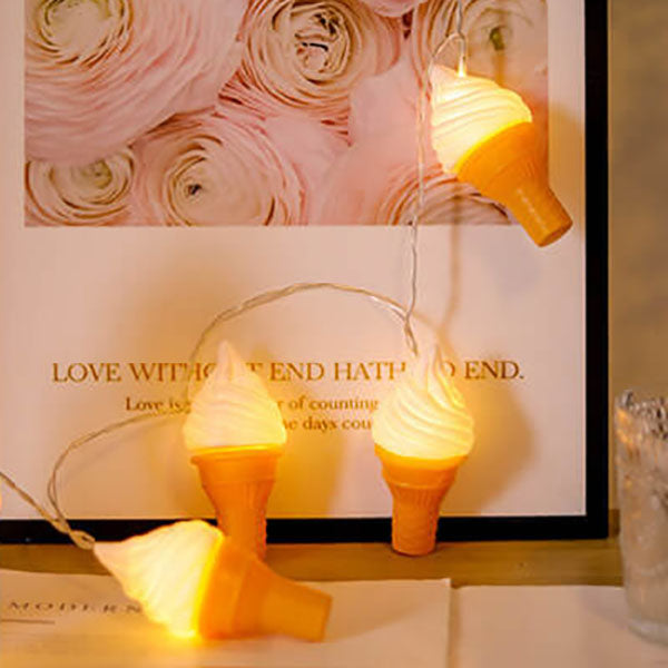 Modern Creative Ice Cream LED String Lights for Kids - USB-Powered Decoration