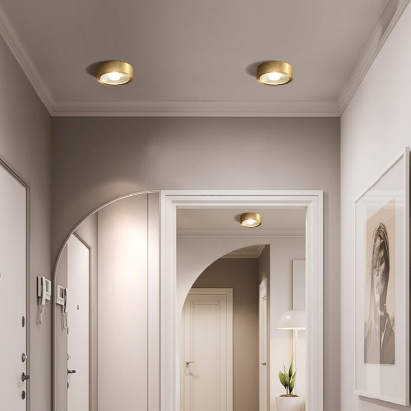 Nordic Light Luxury All-Copper Ultra-Thin LED Flush-Mount Ceiling Light