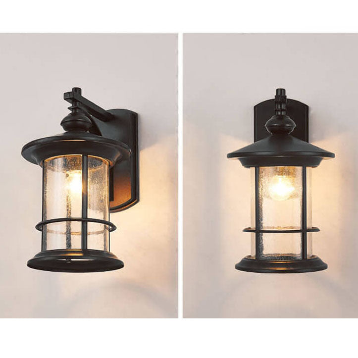 Industrial Vintage Bubble Glass Column Wall Sconce – 1-Light Outdoor Waterproof Lamp