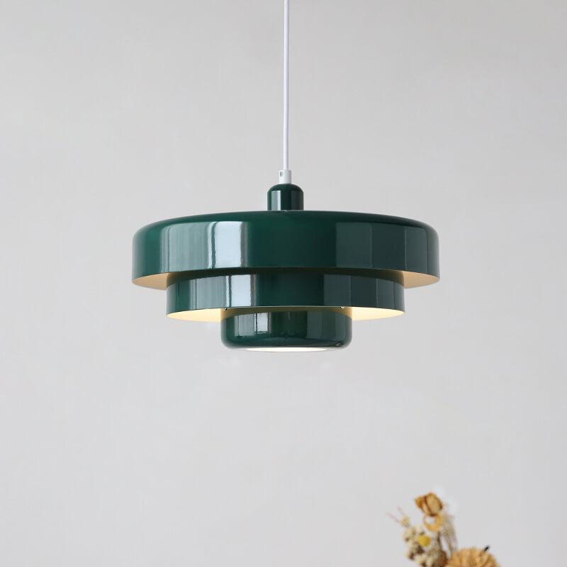 Chic Nordic Vintage Multi-Layered Round Metal Pendant Light, 1-Light