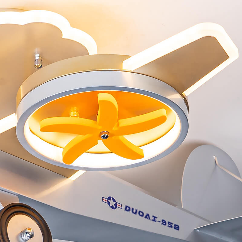 Adorable Cartoon Airplane LED Kids Ceiling Light - Iron & Acrylic, Semi-Flush Mount