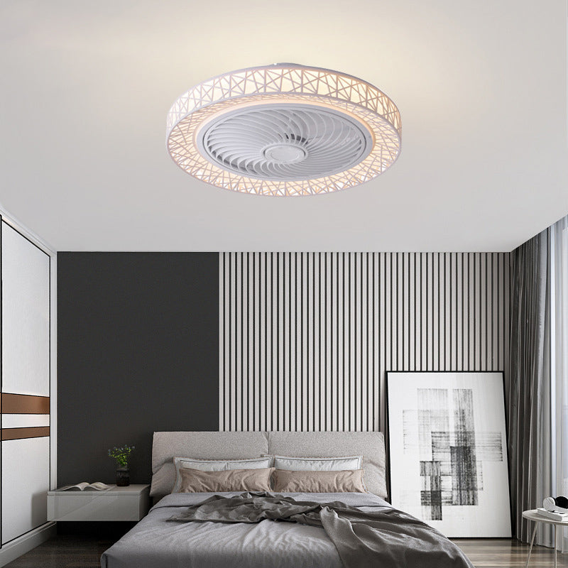 Luxurious Modern Round Lace LED Flush-Mount Ceiling Fan Light