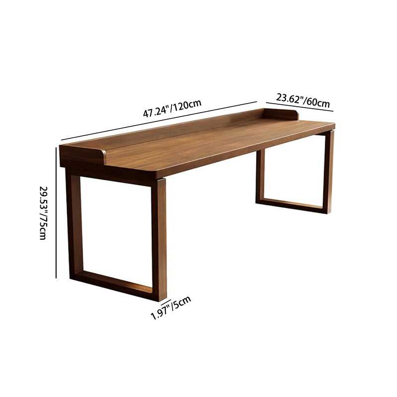 Traditional Rustic Rectangular Wood Desk with Two-Leg Frame for Home Office