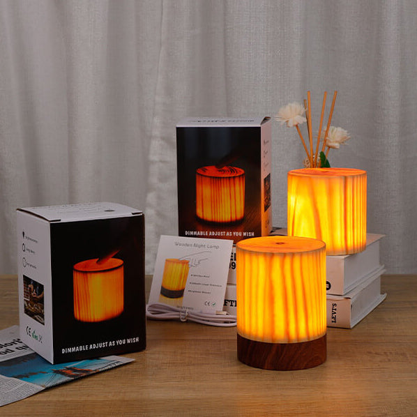 Creative Wooden LED Touch Night Light Table Lamp