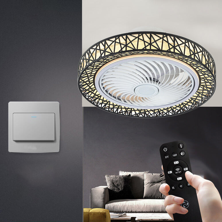 Luxurious Modern Round Lace LED Flush-Mount Ceiling Fan Light