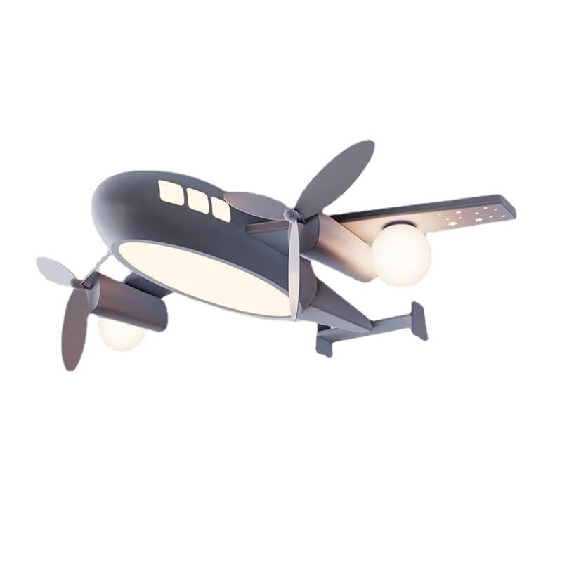 Nordic-Style Kids Cartoon Airplane LED Flush Mount Ceiling Light - Wrought Iron