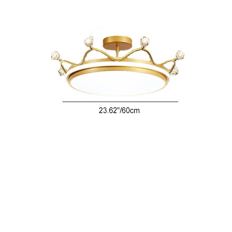 Modern Kids Crown LED Ceiling Light - Iron & Acrylic, Semi-Flush Mount For Bedroom