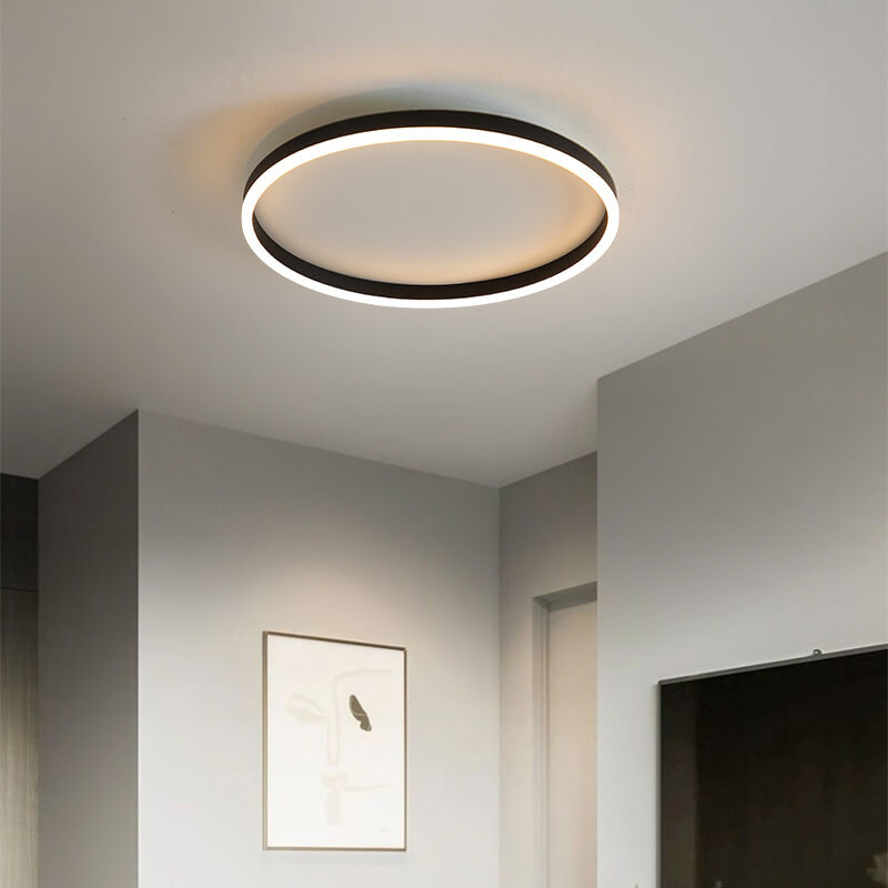 Nordic Minimalist Circular Ring LED Flush Mount Ceiling Light with Iron & Acrylic