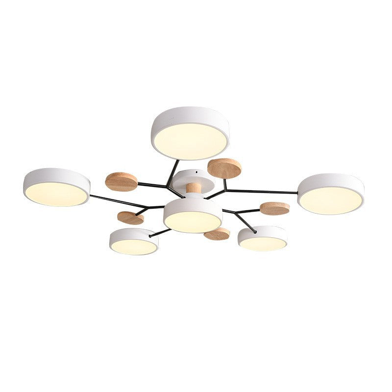 Contemporary Scandinavian LED Ceiling Light with Round Molecule Branch Design, Semi-Flush Mount for Living Room
