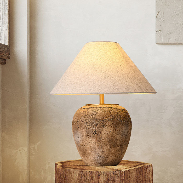 Modern Shabby Chic Cone Fabric Ceramic Jar Table Lamp – 1-Light, Perfect for the Bedroom
