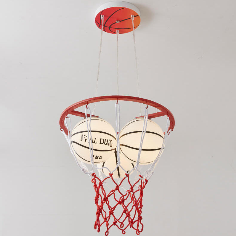 Whimsical Cartoon Basketball 3-Light Kids Ceiling Chandelier
