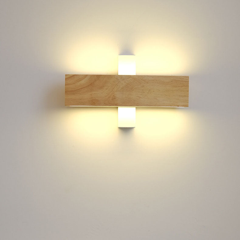 Japanese Minimalist Log-Style Rectangular LED Wall Sconce Lamp with Rotatable Flat Panel