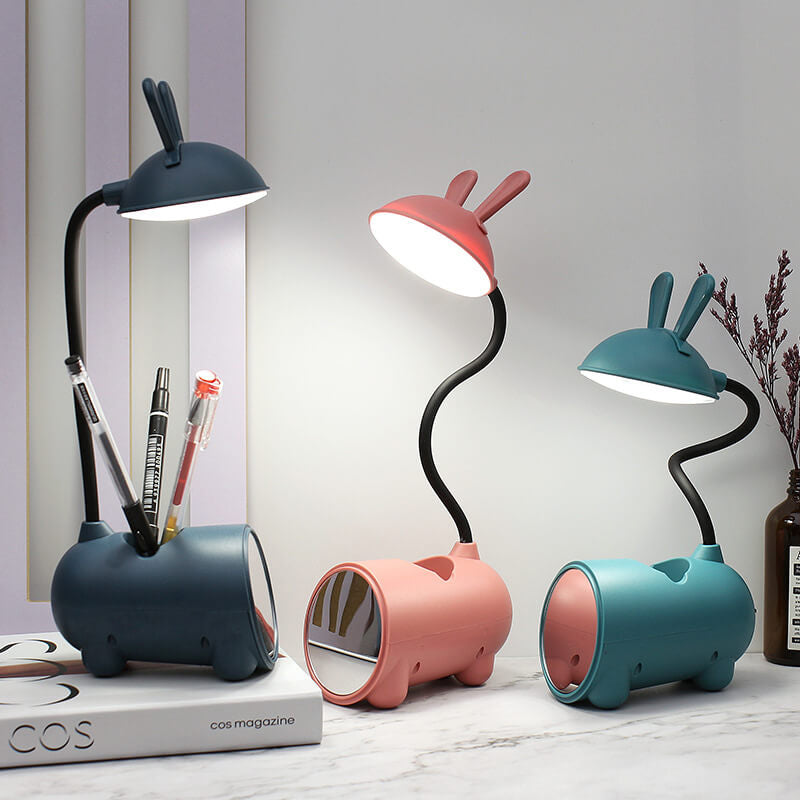 Cute Cartoon Rabbit LED Touch Desk Lamp with USB Pen Holder