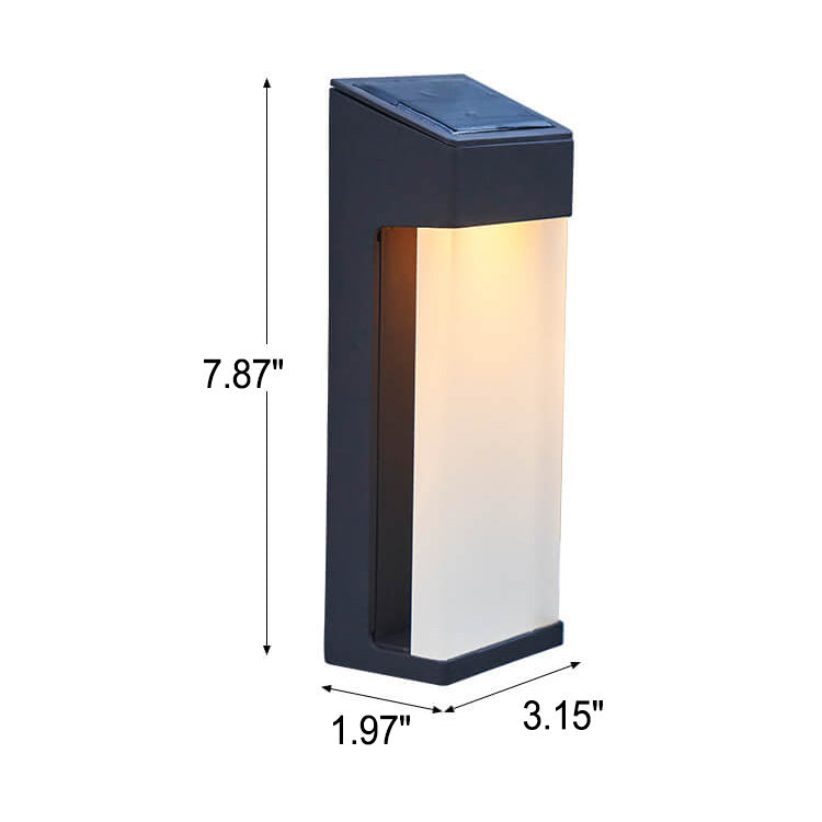 Solar Square Frosted-Glass Outdoor LED Wall Sconce Lamp - Waterproof, Weather-Resistant Garden Lighting