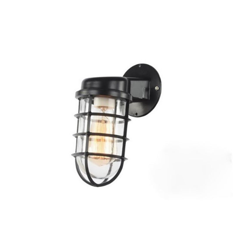 Sleek Contemporary Industrial Aluminum Round Cage 1-Light Waterproof Wall Sconce for Entryway