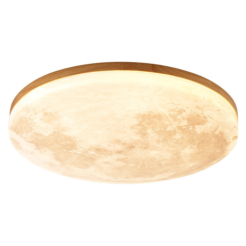 Nordic Minimalist Moon-Round LED Flush-Mount Ceiling Light with PVC Diffuser