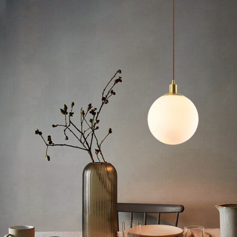 Nordic Minimalist White Orb 1-Light Pendant Lamp