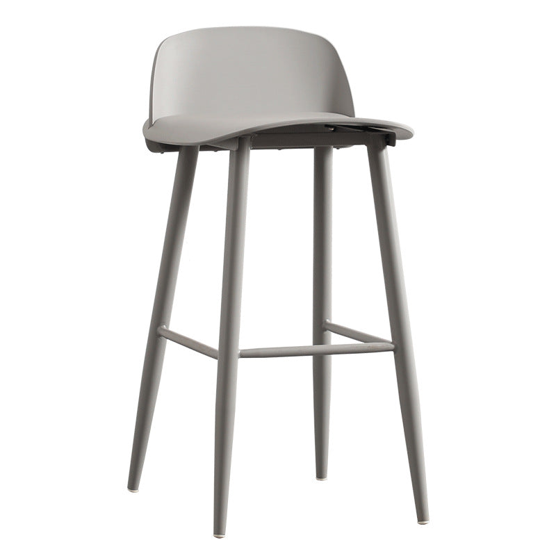 Sleek Modern Minimalist Rectangular Carbon Steel Bar Stool with Plastic Backrest for Dining Room