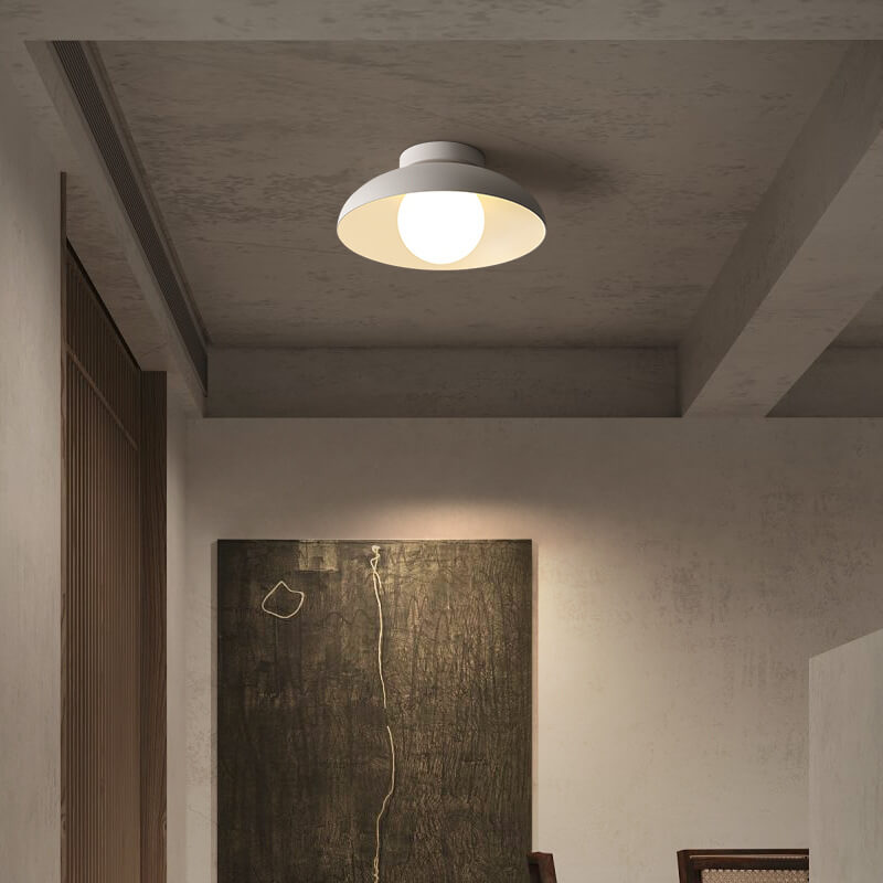Japanese Wabi-Sabi Iron & Glass 1-Light Semi-Flush Mount Fixture