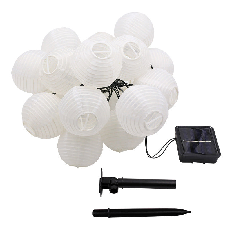Modern Art Deco Solar Lantern Ball: Waterproof Fabric LED String Lights for Outdoor Patio & Landscape