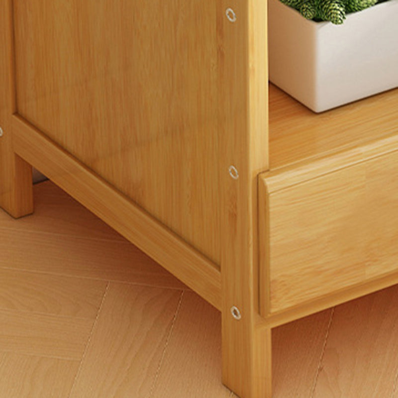 Sleek Modern Minimalist Rectangular Bamboo Nightstand with One-Third Drawer for Bedroom