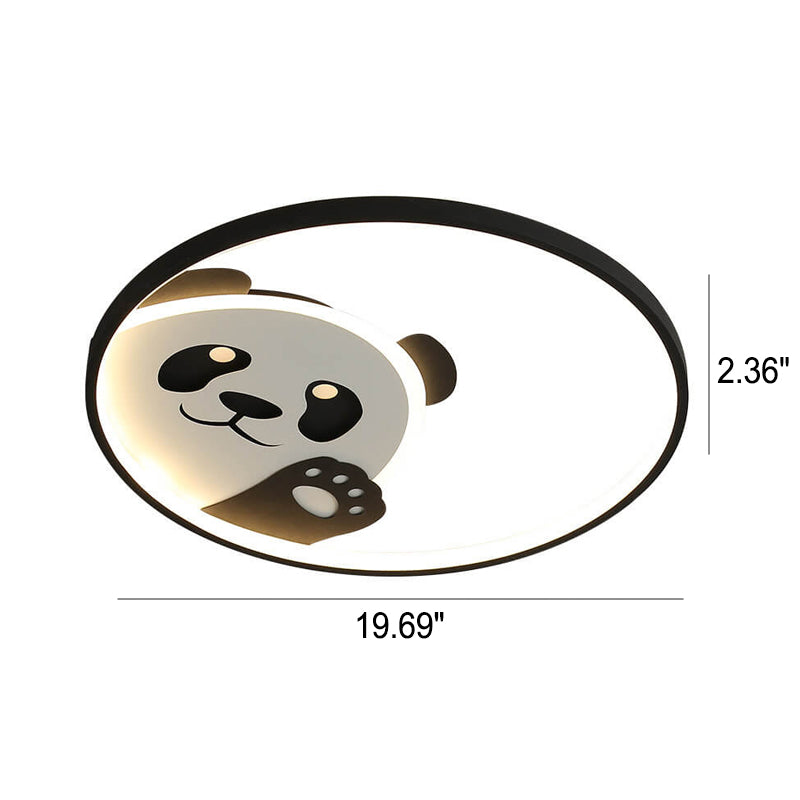 Adorable Cartoon Panda Round LED Flush Mount Ceiling Light