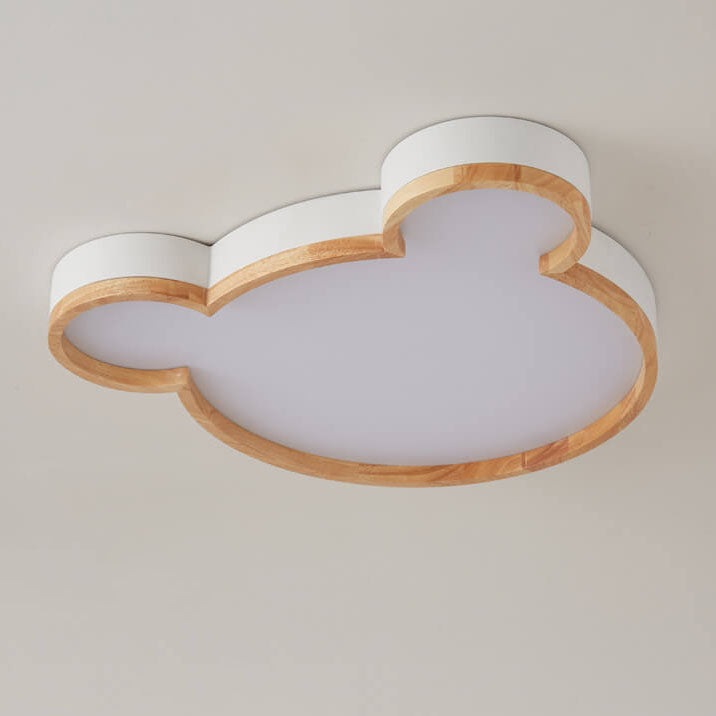 Nordic Wood Bear-Shaped LED Flush Mount Ceiling Light for Kids