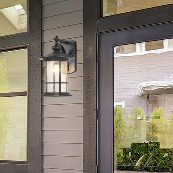 Industrial Vintage Bubble Glass Column Wall Sconce – 1-Light Outdoor Waterproof Lamp